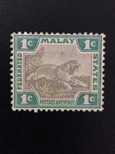 Malaya 1900-01 Federated Malay States FMS Tiger 3V 1c shades MH CCA SG#15 M1789