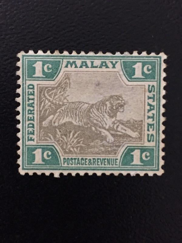 Malaya 1900-01 Federated Malay States FMS Tiger 3V 1c shades MH CCA SG#15 M1789