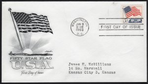 SC#1208 5¢ 50 Star Flag FDC: Artmaster (1963) Addressed