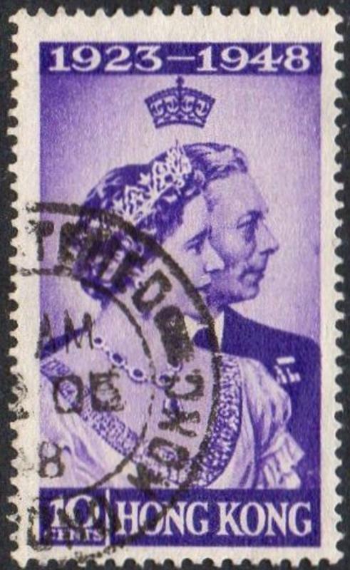 Hong Kong 1948 10c violet (Silver Wedding) used