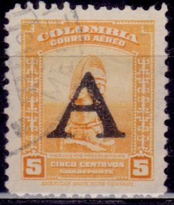 Colombia 1950, Airmail, Pre Colombian Monument, 5c, used