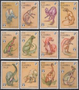 GAMBIA Sc# 1283-90 CPL MNH SET 12 DINOSAURS