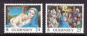 Guernsey-Sc#581-2- id7-unused NH set-Christmas-1996-