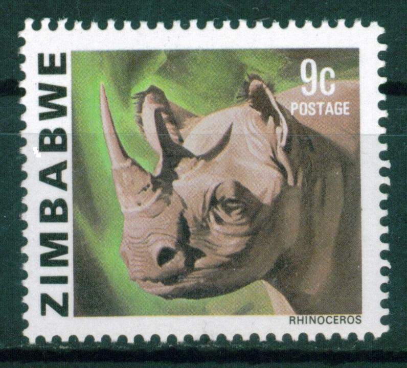 Zimbabwe 9c Black Rhinoceros issue of 1980, Scott 419, MNH