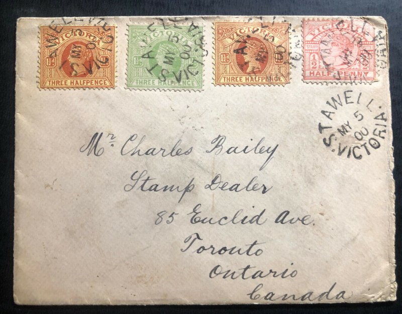 1900 St Awell Victoria Australia cover To Toronto Canada Local Stamp Issue