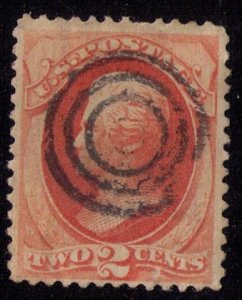 US Sc #183  Used 2c Orange Soft Porous Papaer Target Cancel F-VF