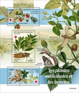 Togo - 2023 Medical Plants, Bay Laurel, Cicadas - 3 Stamp Sheet - TG230103a