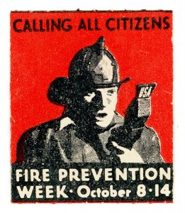 POSTER STAMP CALLING ALL CITIZENS - FIRE PREVENTION WEEK (OCTOBER 8-14) MNH-OG