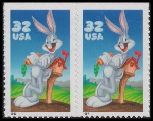 US 3137a Looney Tunes Bugs Bunny 32c horz pair MNH 1997