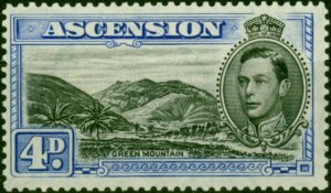 Ascension 1940 4d Black & Ultramarine SG42c P.13.5 Fine MNH