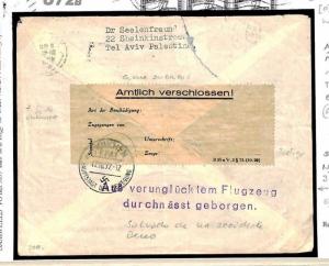 PALESTINE Air Crash Cover 1937 Germany Superb Nierinck 371001c Interrupted U72b