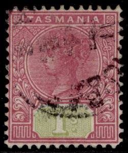 AUSTRALIA - Tasmania EDVII SG243, 1s rose & green, FINE USED. Cat £10. PERF 12½