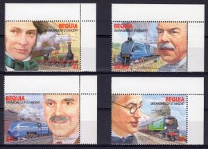 Bequia 1986 Sc#237/240 Railways and Locomotives Set (4) MNH