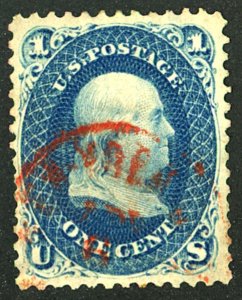 U.S. #63 USED RED CANCEL