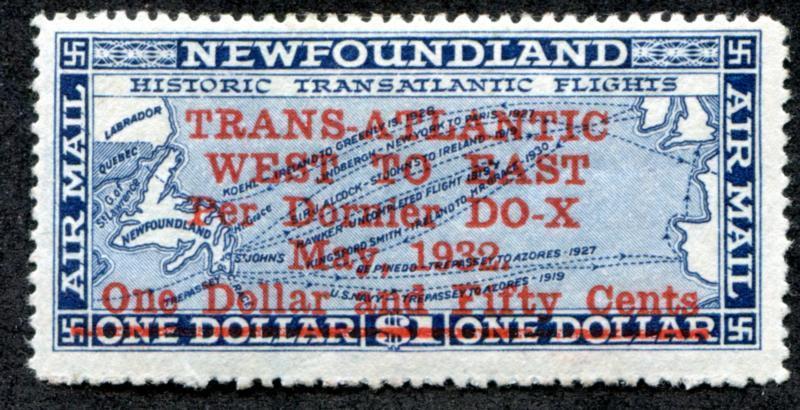 NEWFOUNDLAND C12 Mint LH air mail, DOX, map