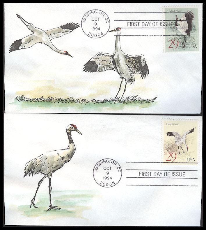 #2867-68 Cranes Hussey FDC Set