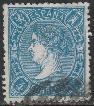 Spain 1865 Sc 75 used grill cancel type I