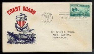 UNITED STATES FDC 3¢  Coast Guard 1945 Ken Boll