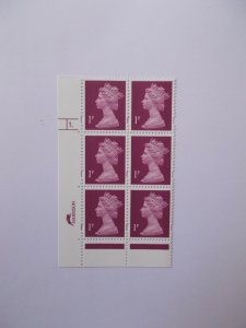 Harrison Hare 1p OFNP/PVA Machin Cylinder Block of 6 (Cyl 1 dot p45) Superb U/M