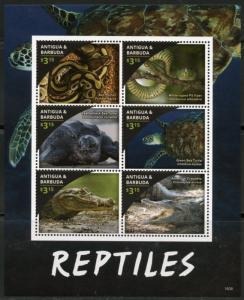 ANTIGUA 2016 REPTILES  SET OF TWO  SHEETS  MINT NH 