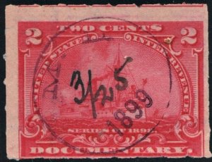 R164 2¢ Documentary Stamp (1898) Used/Date Stamp