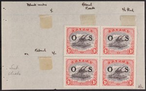 PAPUA 1931 OS on Lakatoi 1d block deformed rosette variety.