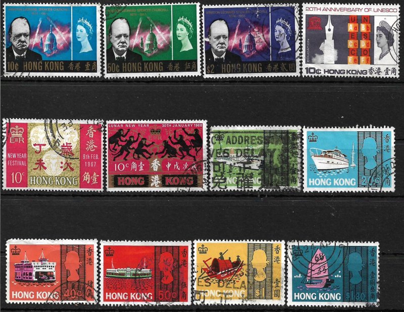 COLLECTION LOT #298 HONG KONG 12 STAMPS 1966+ CV + $30