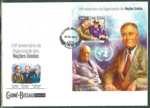 GUINEA BISSAU 70th ANN OF THE UNITED NATIONS WINSTON CHURCHILL FD ROOSEVELT FDC