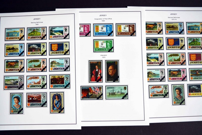 COLOR PRINTED GB JERSEY 1958-2010 STAMP ALBUM PAGES (198 illustrated pages)