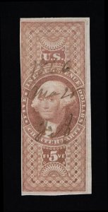 EXCELLENT GENUINE SCOTT #R88a F-VF 1862-71 RED 1ST ISSUE CHARTER PARTY IMPERF