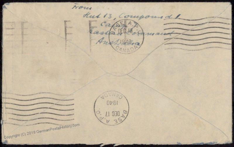 Australia Canada Germany WWII Airmail POW Internee Camp Kriegsgefangen Lag 80955