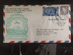 1947 Ireland First Flight Cover FFC First Clipper Lomerick To Ankara Pan Americ