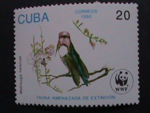 ​CUBA-1992 SC# 3428-31 WORLD WILDLIFE FUND WWF-LOVELY BIRDS MNH-VERY FINE