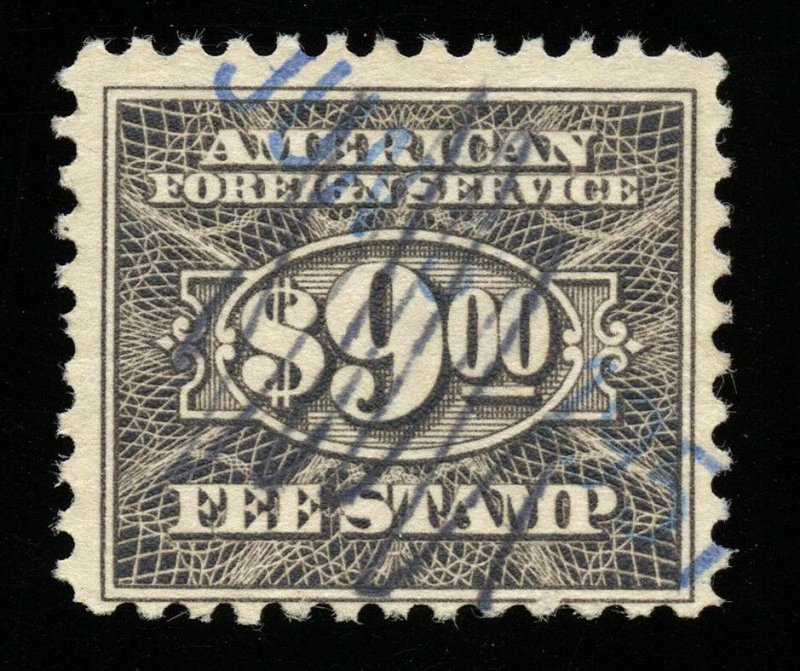 01795 U.S. Revenue Scott RK38 $9 Foreign Consular Service, perf. 11, SCV = $35