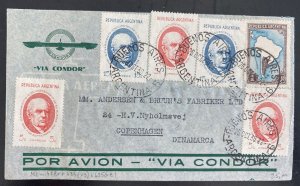 1938 Buenos Aires Argentina Airmail Cover To Copenhagen Denmark via condor