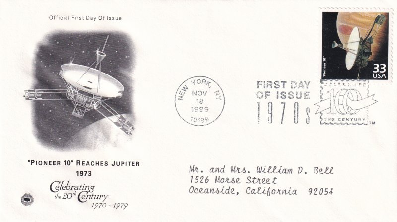 1999, Pioneer 10 Reaches Jupiter-1972, PCS, FDC (E11291)