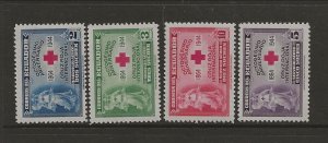 ECUADOR Sc C131-34 NH issue of 1945 - RED CROSS