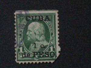 UNITED STATES-CUBA-1899 SC#221- FRANKLIN-OVPT.-FANCY CANCEL-VF 125 YEARS OLD