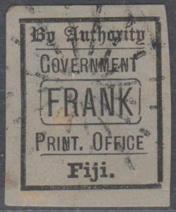 BC FIJI CINDERELLA GOVERNMENT FRANK PRINT OFFICE USED UNUSUAL