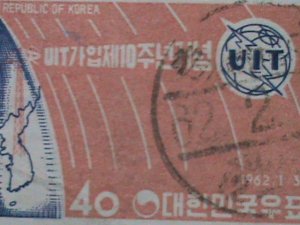 ​KOREA-1962 SC#348 1OTH ANNIVERSARY OF ITU -USED STAMP-VERY FINE