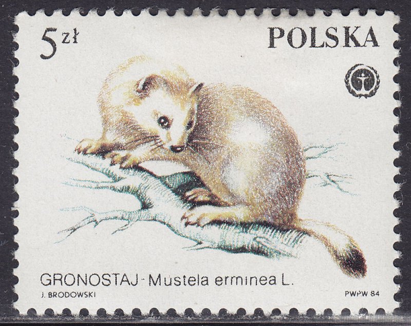 Poland 2652 Protected Animals, Mustela Erminea 5.00zł 1984