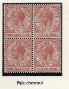 Gibraltar 1922 Early Issue Fine Mint Hinged 1.5d. Block 295918
