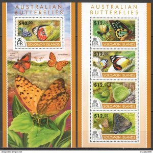 2015 Solomon Islands Australian Butterflies Fauna #3107-11 1+1 ** Ls419