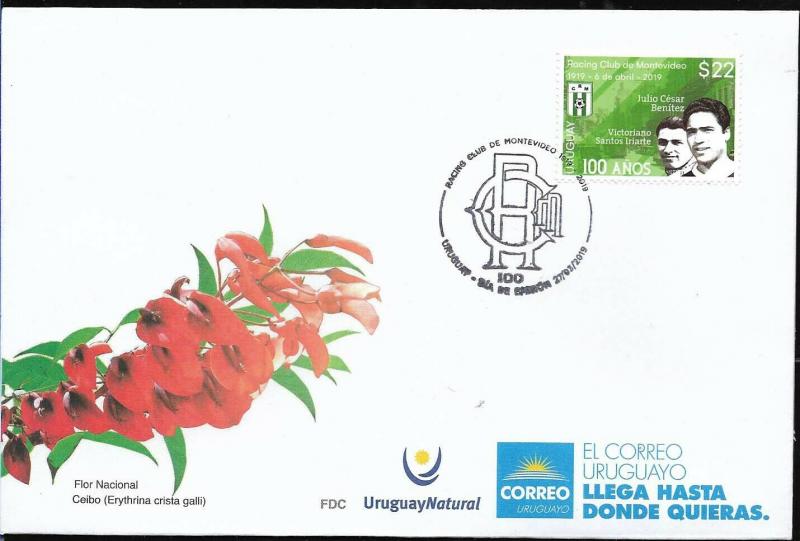 URUGUAY 2019 SPORTS FOOTBALL SOCCER RACING CLUB OF MONTEVIDEO FDC 