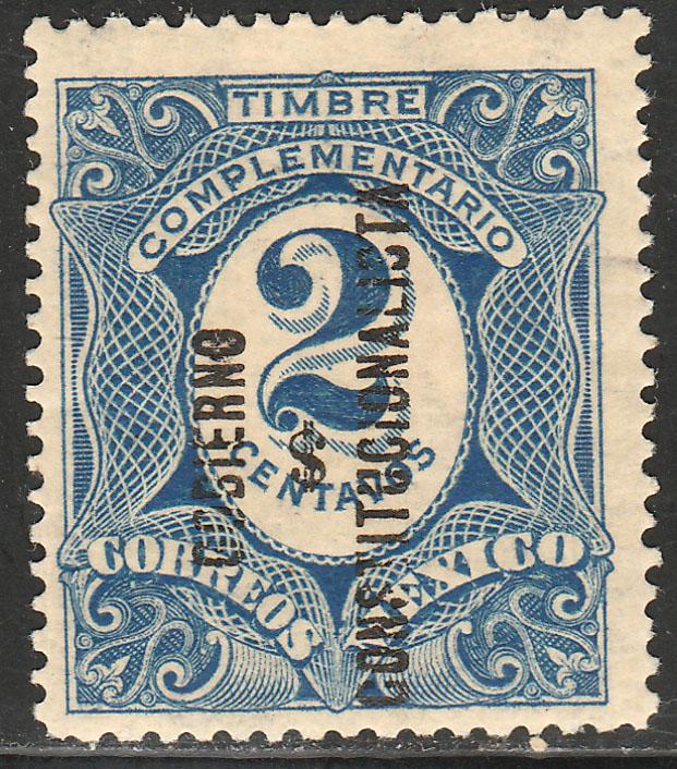 MEXICO 435, 2c REVOLUT OVPT GOBIERNO $ CONSTITUC... UNUSED OG. F-VF.