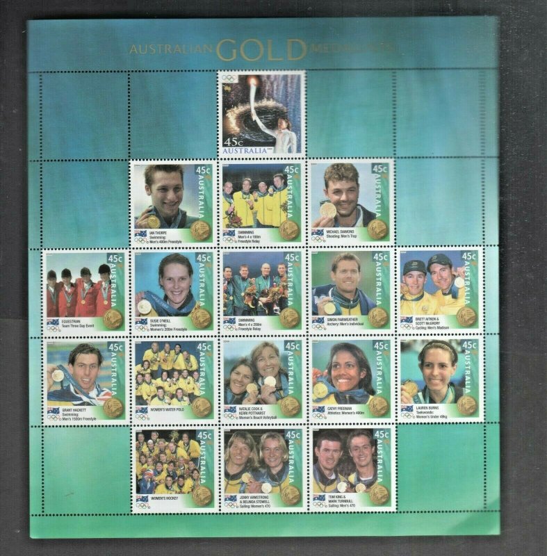 Australian Stamp Yearbook 2000 Gold Medalists Sheet Mint MUH Australia