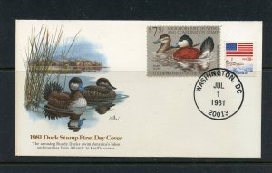 US #RW48 (U325) FDC Federal Duck Stamp 1981, Balke cachet painting, VF cond