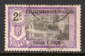 French India - Scott #47 - Used - 2 thins, wrinkling, remnant gum - SCV $6.75