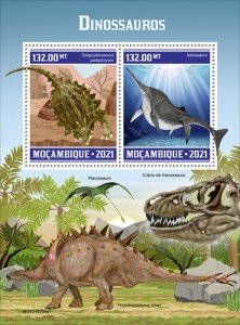 MOZAMBIQUE - 2021 - Prehistoric Animals - Perf 2v Souv Sheet - Mint Never Hinged