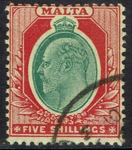 MALTA 1904 KEVII 5/- USED